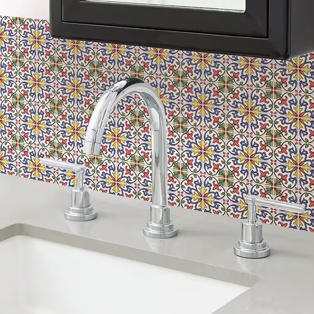 InHome Multi-Color Vinyl Tuscan Tile Peel Stick Backsplash Tiles