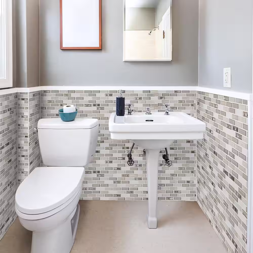 Jeffrey Court Afternoon Tea Cream 11.5 in. x 11.625 in. Interlocking Mixed Glass and Stone Mosaic Wall Tile (14.83 sq. ft./Case)