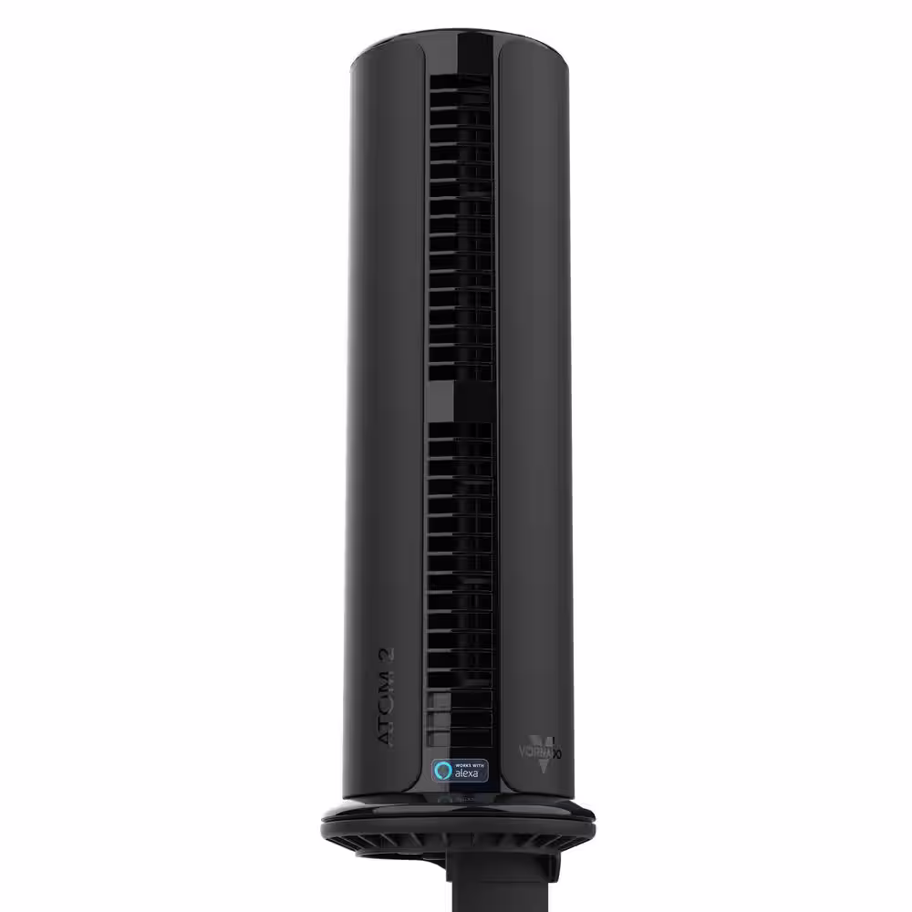 Vornado Atom 2S AE 16.22 in. 4 fan speeds Tower Fan 46.5 in. Black with Alexa Capabilities