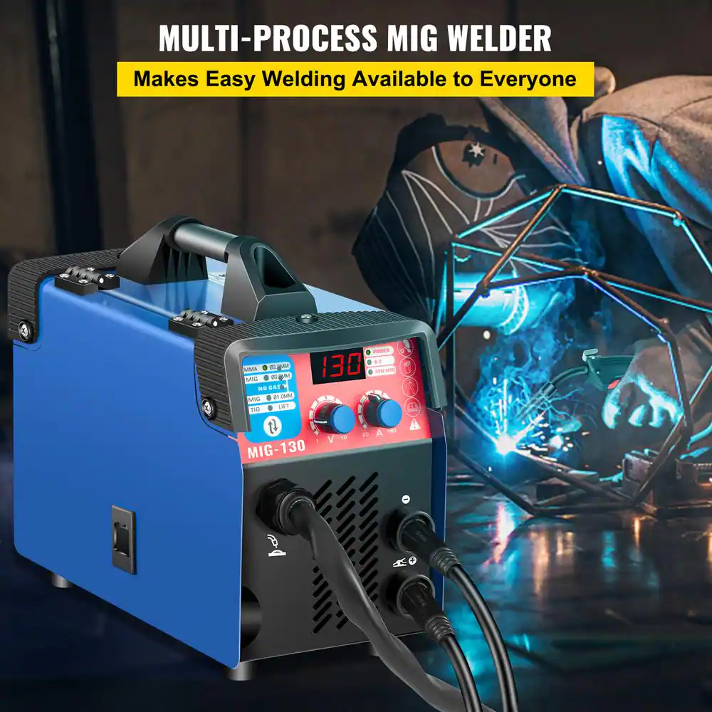 VEVOR 3 in 1 MMA/MIG/LIFT TIG Combo Welder 130 Amp 110-Volt IP21S Welding Machine with IGBT Inverter, Free Welding Wires Gun