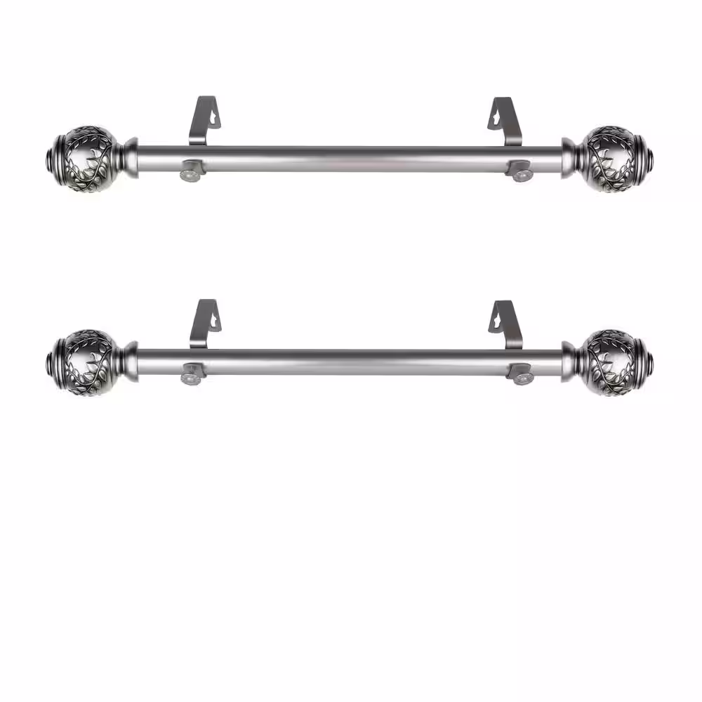 Rod Desyne Colette 12 in. - 20 in. L Adjustable 1 in. Dia Single Side Window Curtain Rod in Satin Nickel (Set of 2)