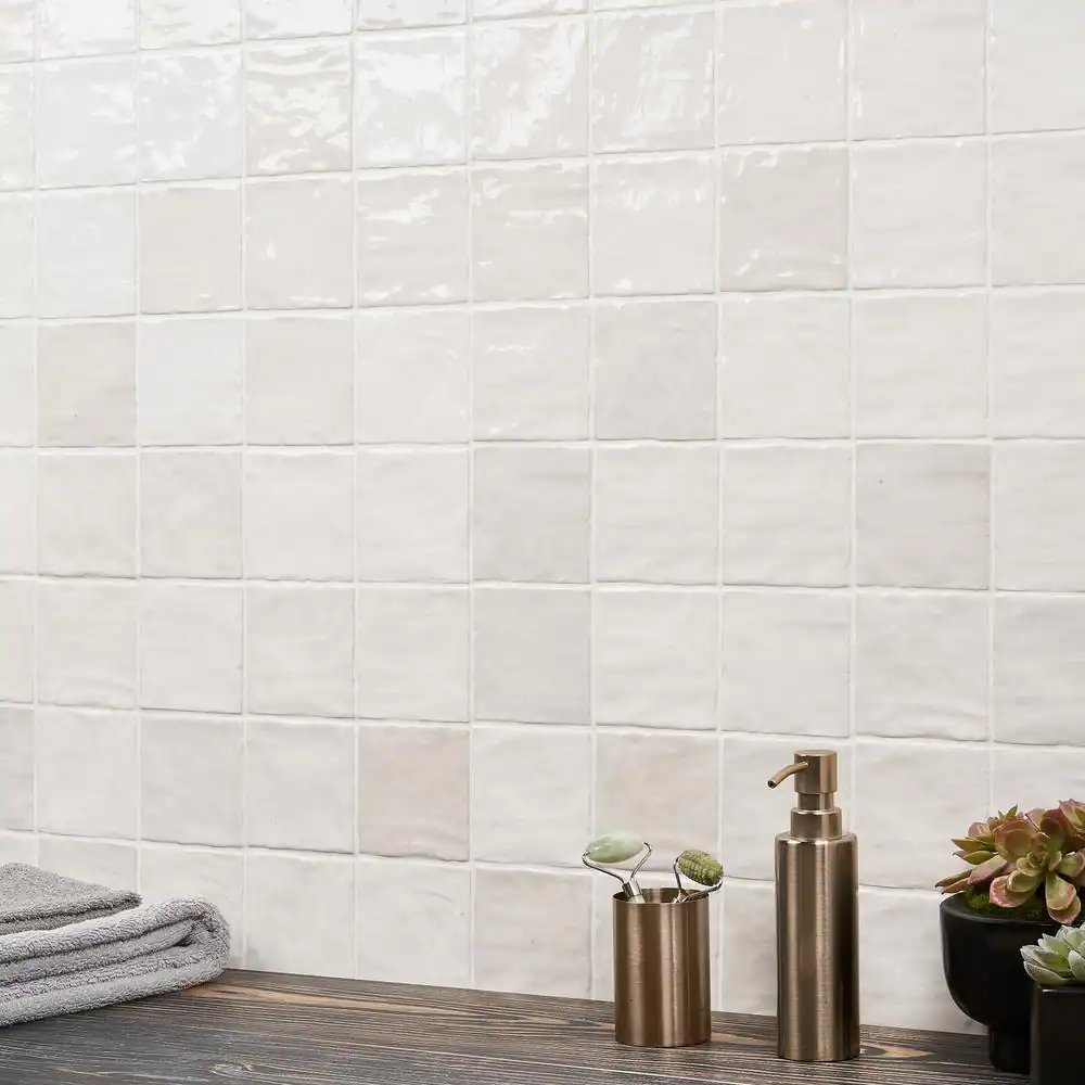 Ivy Hill Tile Kingston White 4 in. x 4 in. Glazed Ceramic Wall Tile (5.38 sq. ft./case)
