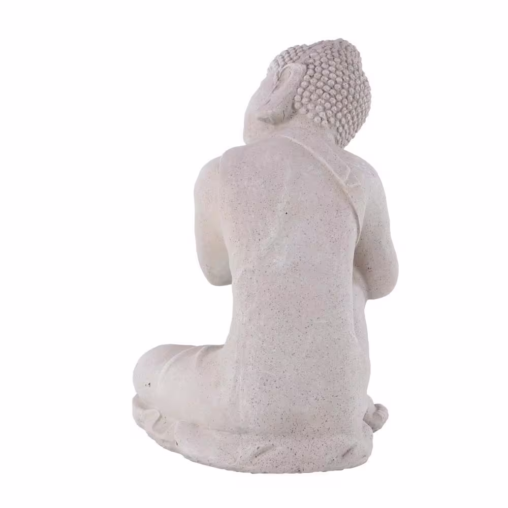 Litton Lane 20 in. Magnesium Oxide Indoor Outdoor Meditating Buddha Garden Sculpture