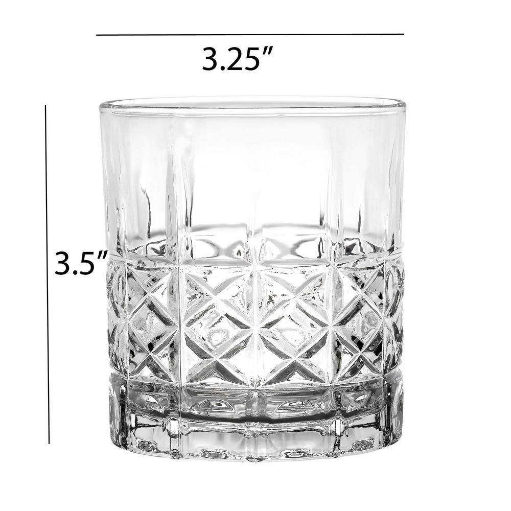 Lorren Home Trends 11 oz. Textured Double Old Fashion Glass (Set of 6)
