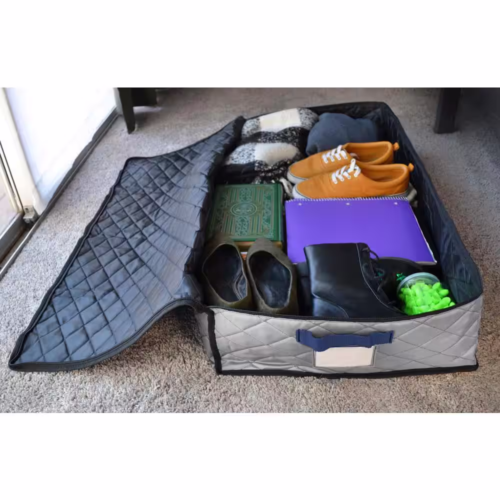 None 16-Gal. Quilted Under the Bed Storage in Grey - Large