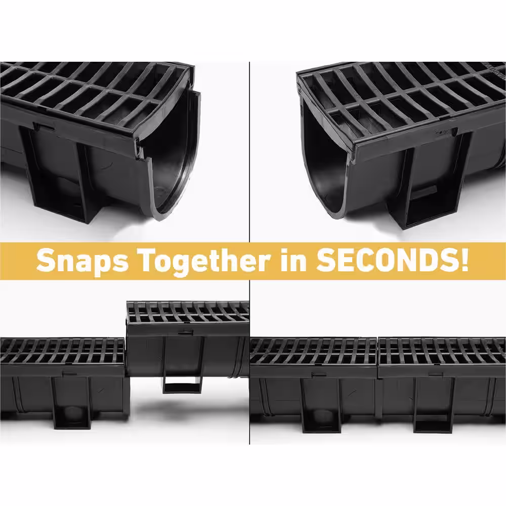 U.S. TRENCH DRAIN Deep Series End Caps and Bottom Pipe Adapter for Modular Trench and Channel Drain Systems
