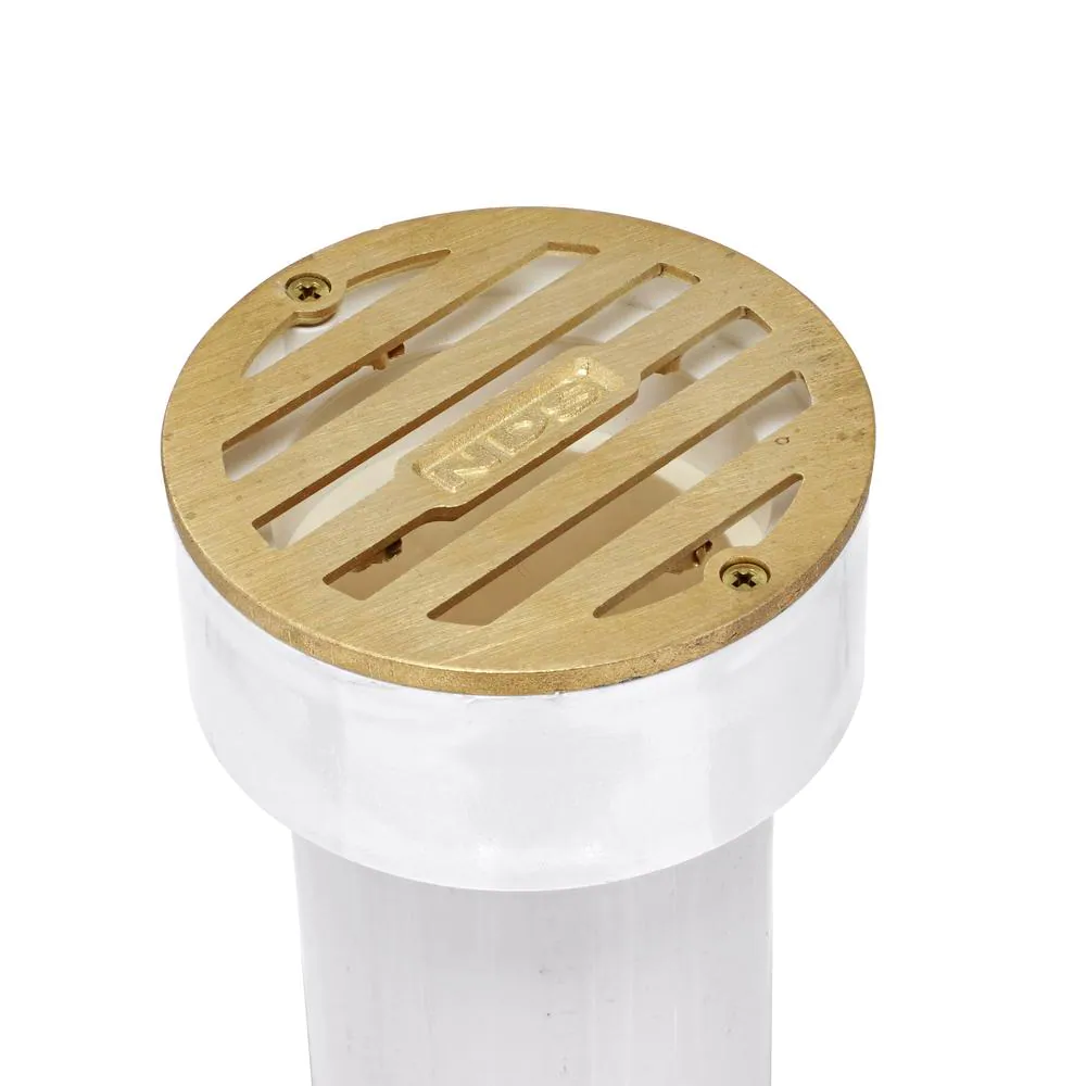 NDS 3 in. Brass Round Drainage Grate with PVC Collar