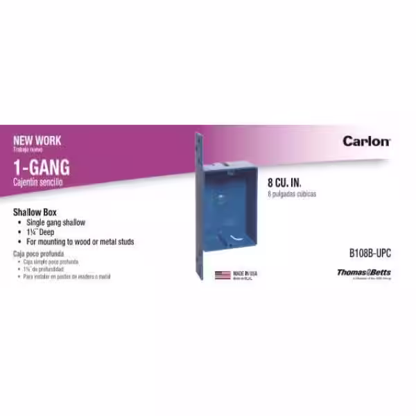 Carlon 1-Gang 8 cu. in. PVC Shallow New Work Electrical Switch and Oulet Box