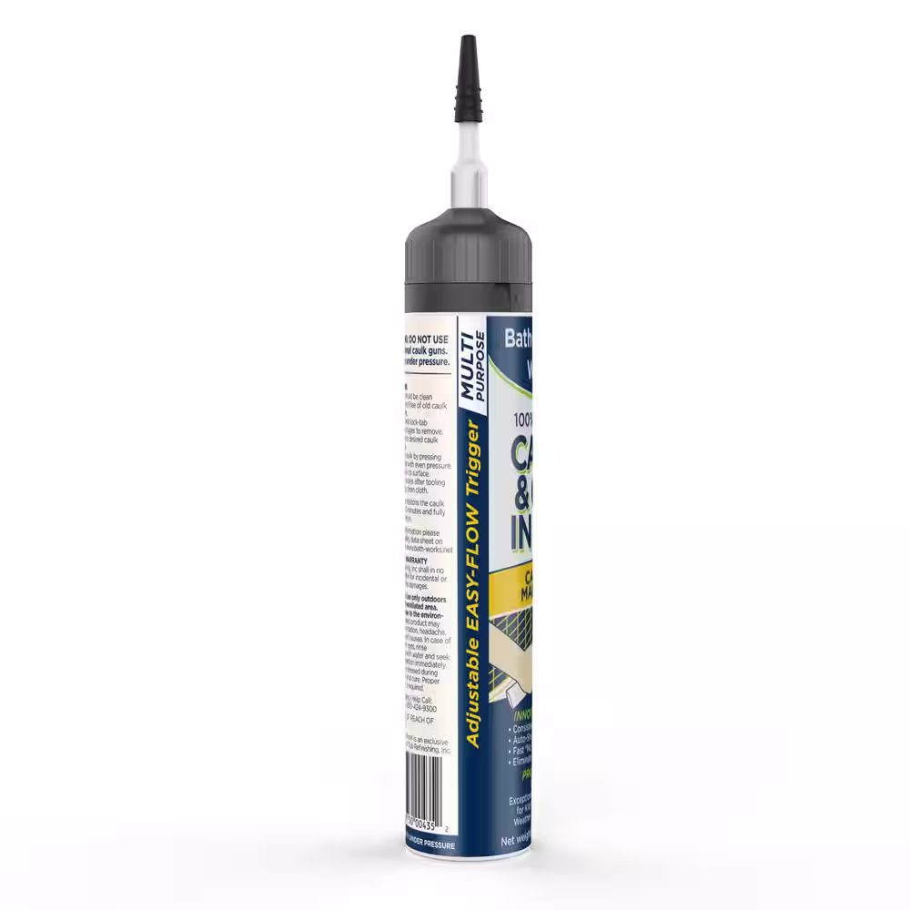 BATHWORKS 6.5 oz. Caulk and Gun In-1 White Silicone Sealant