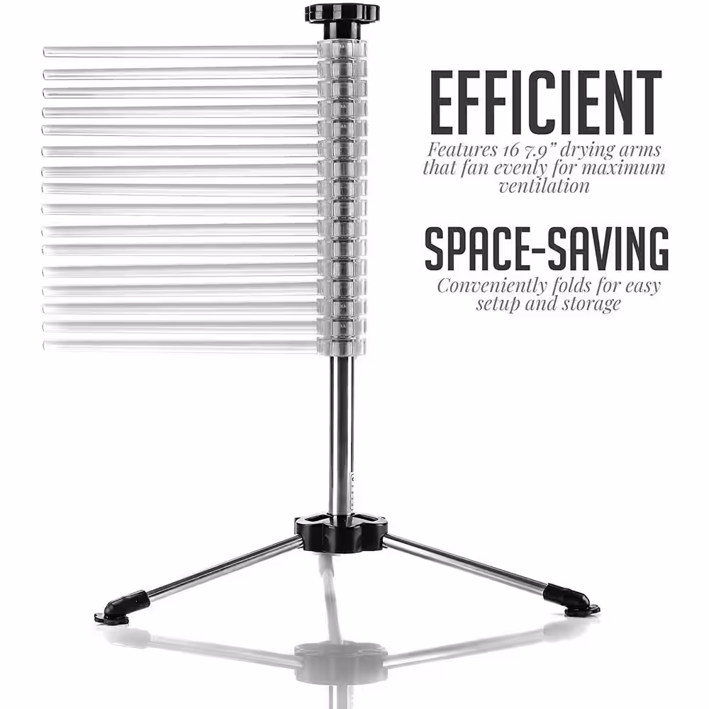 OVENTE BPA-Free Acrylic Spiral Drying Rack Wand, Pasta Maker Accessories, 3-Legged Sturdy Base (ACPPA900C)