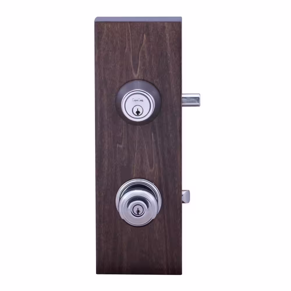 Copper Creek Colonial Polished Stainless Entry Door Knob with Deadbolt