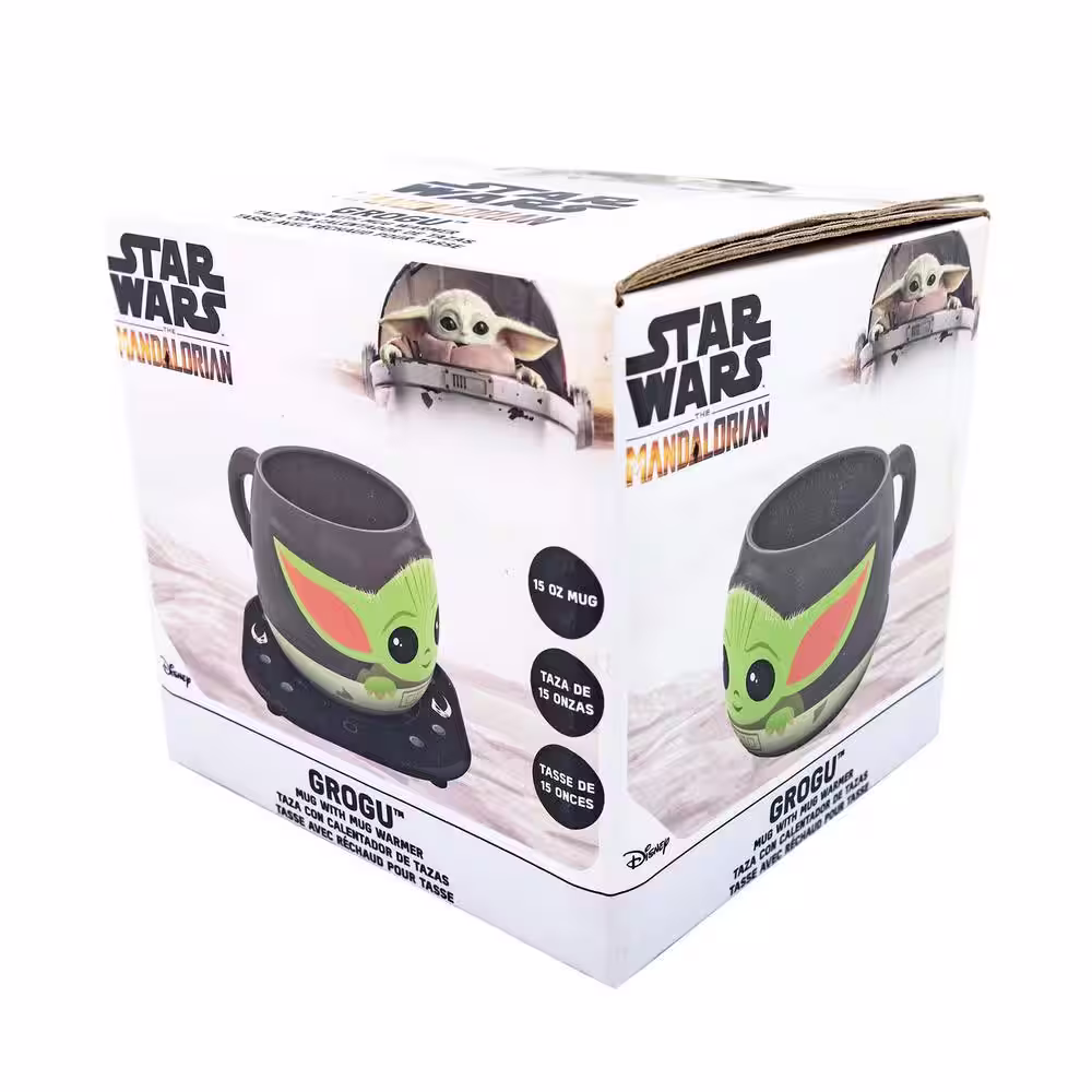 Uncanny Brands Black Mandalorian 'Grogu' Single- Cup Molded Coffee Mug with Warmer for your Drip Coffee Maker