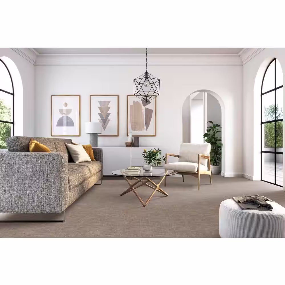 Home Decorators Collection Tailored - Abalone - Beige 38 oz. SD Polyester Pattern Installed Carpet