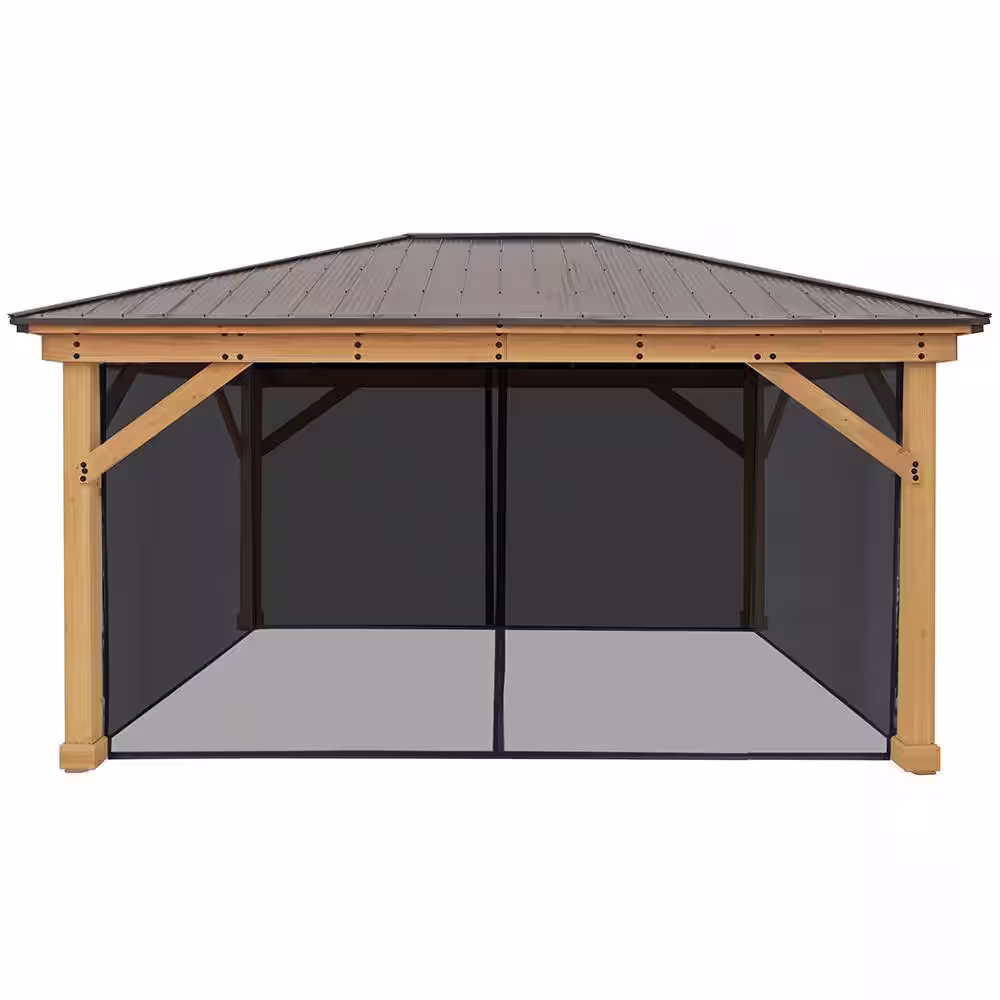 Yardistry Mosquito Mesh Kit to fit Meridian 12 ft. x 16 ft. Gazebo with UV resistant Phifer Material and Easy Glide Tracks
