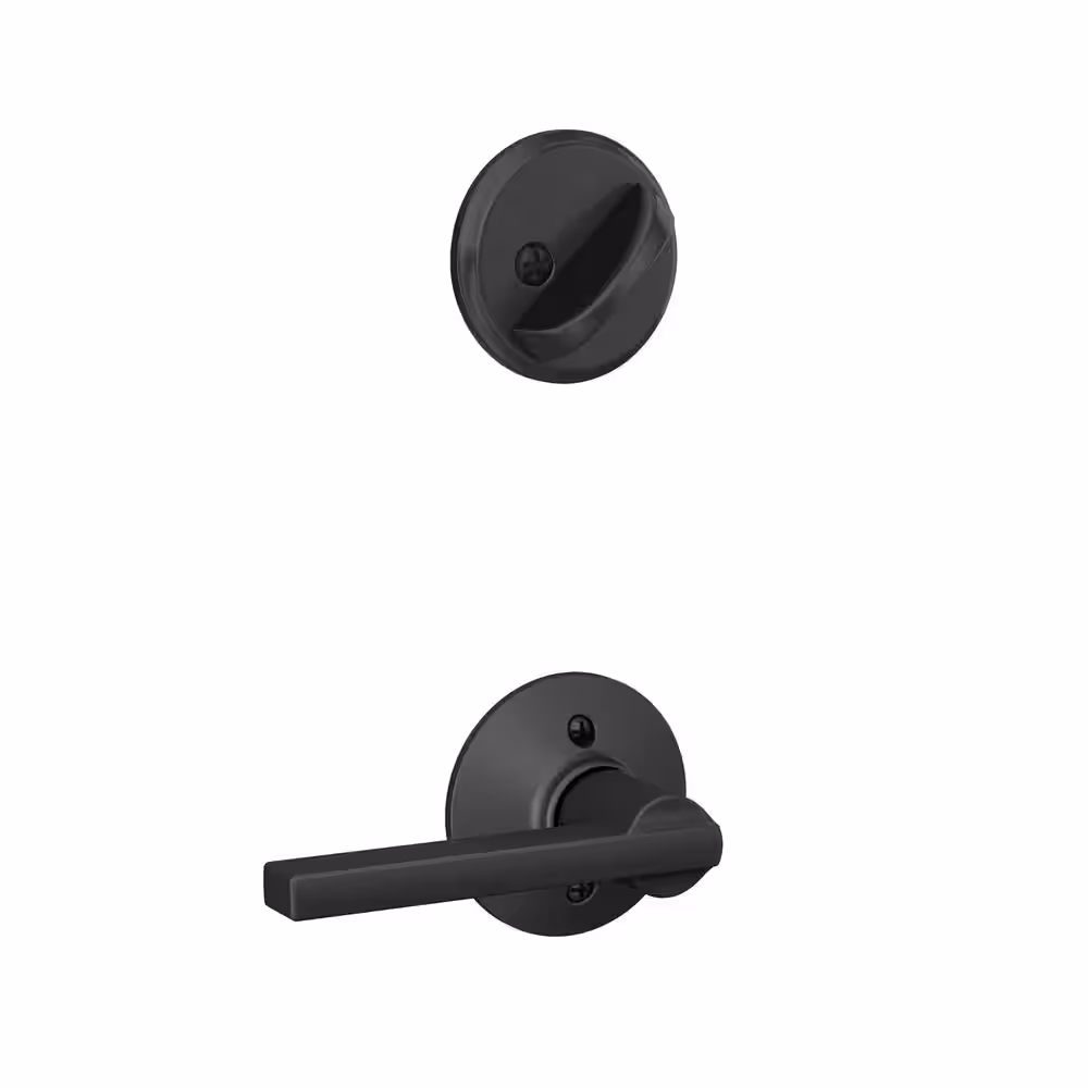 Schlage Latitude Matte Black Single Cylinder Deadbolt and Keyed Entry Door handle Combo Pack