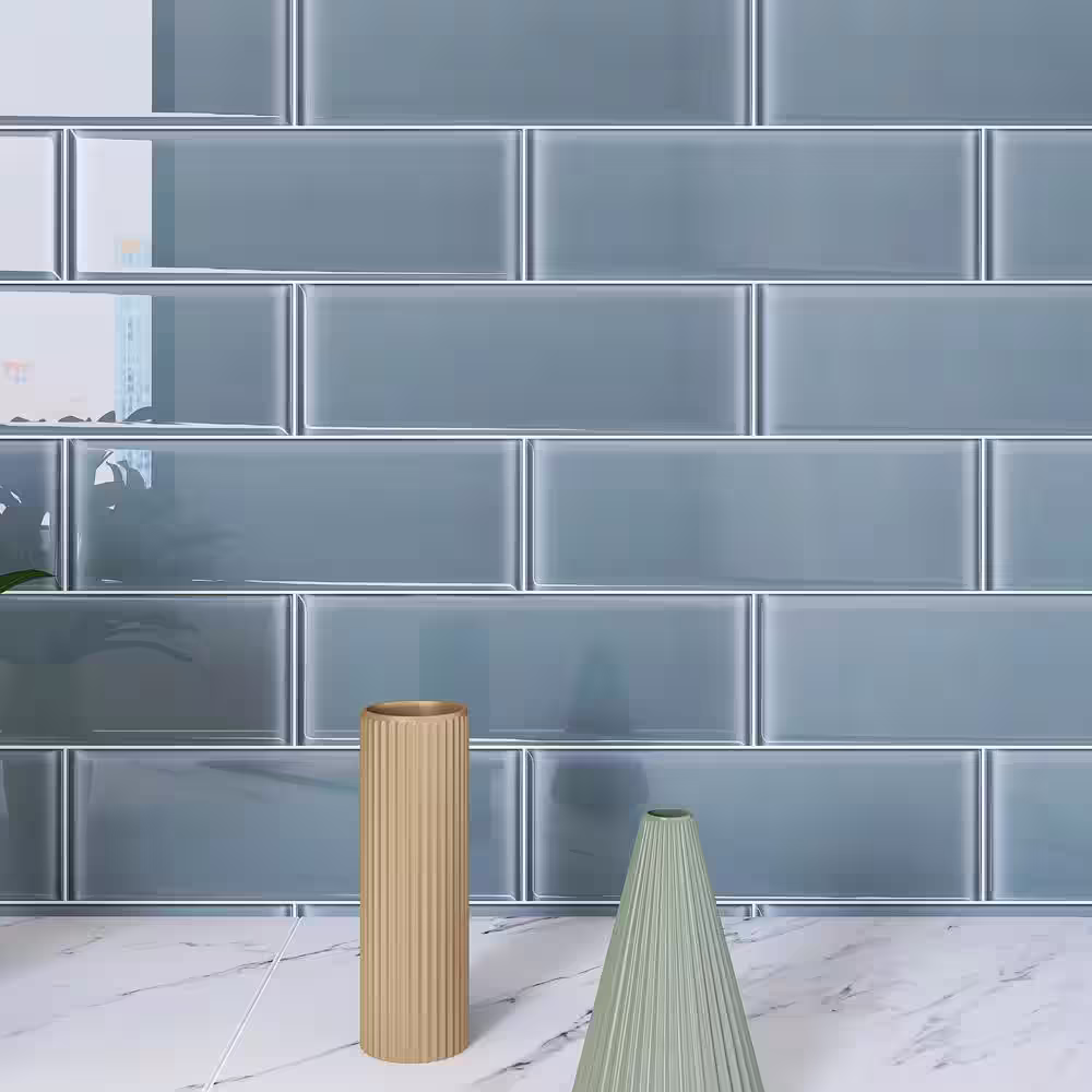 MOLOVO Crystile Gray 4 in. X 12 in. Glossy Glass Subway Tile (10 sq. ft./Case)