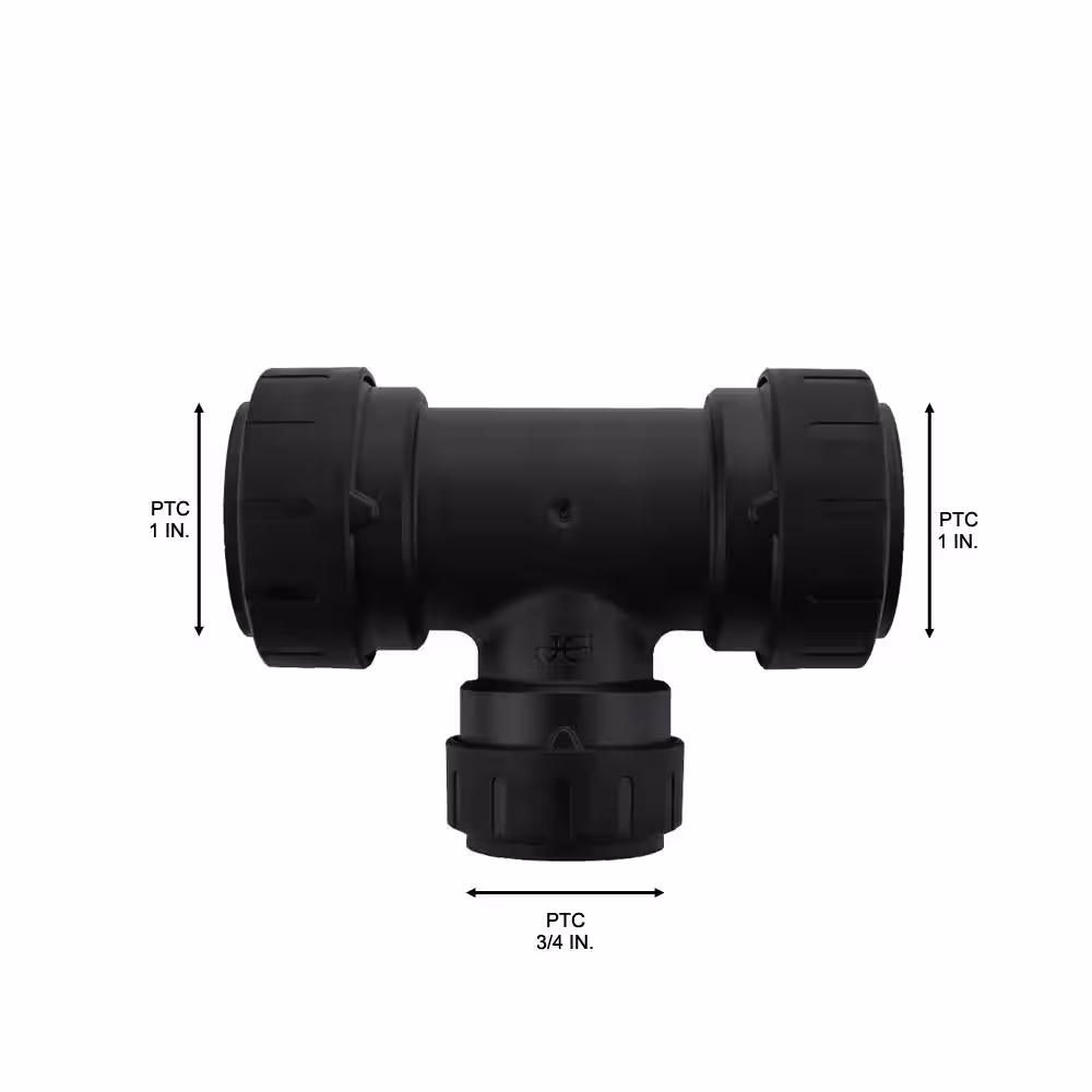 SharkBite ProLock 1 in. x 1 in. x 3/4 in. Push-To-Connect Plastic Reducing Tee Fitting