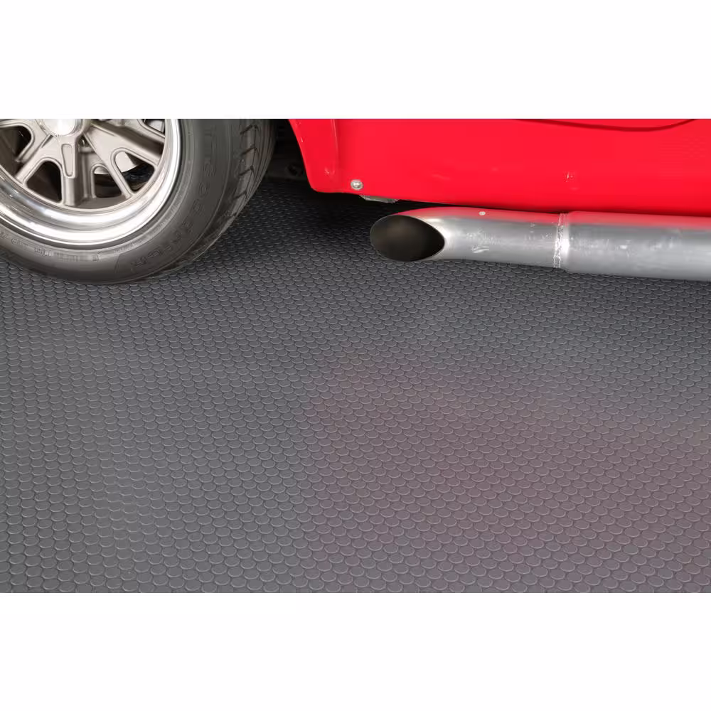 G-Floor Small Coin 7.5 ft. x 17 ft. Slate Grey Commercial Grade Vinyl Garage Flooring Cover and Protector