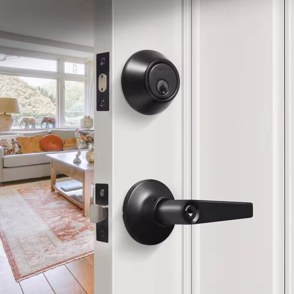 Premier Lock Oil-Rubbed Bronze Entry Door Handle Combo Lock Set with Deadbolt and 16 KW1 Keys Total (4-Pack, Keyed Alike)