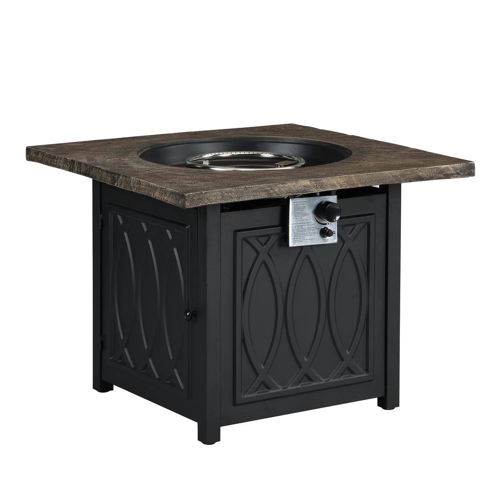 CASAINC 32 in. 50,000 BTU Outdoor Square Metal Gas Propane Fire Pit with Lava Rocks and Lid