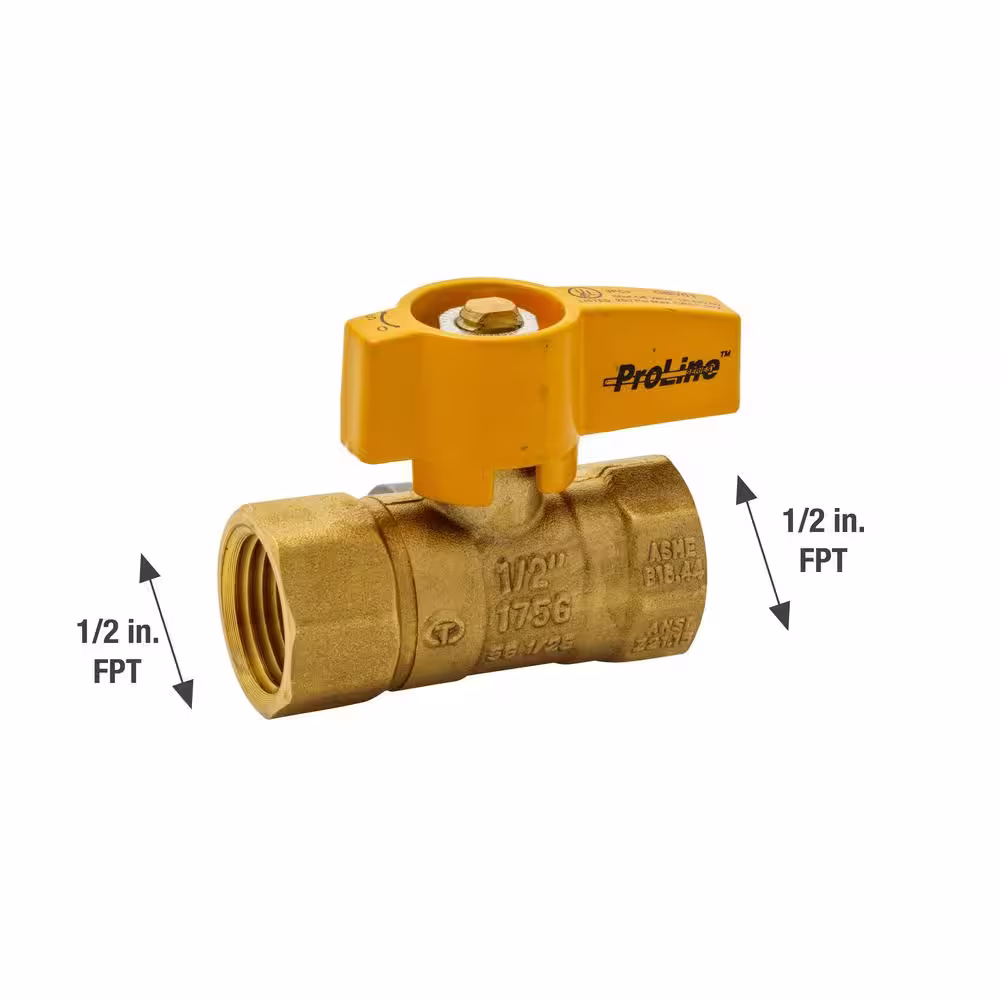 None 1/2 in. Brass FPT 2-Piece Gas Valve