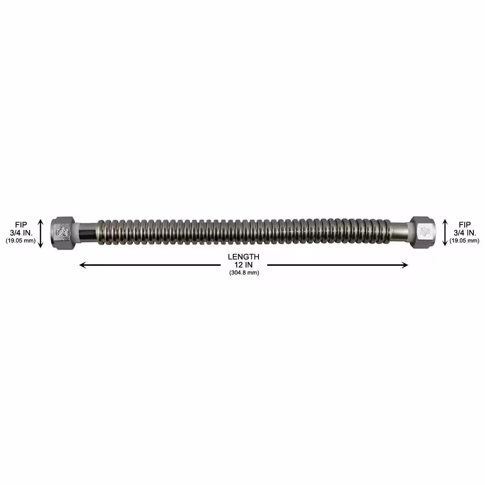Everbilt 3/4 in. FIP x 3/4 in. FIP x 12 in. Stainless Steel Corrugated Water Connector