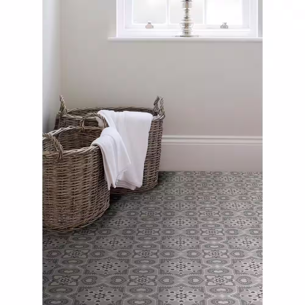 FloorPops Whitney 12 in. W x 12 in. L Blue Peel & Stick Vinyl Tile Flooring (20 sq. ft./case)