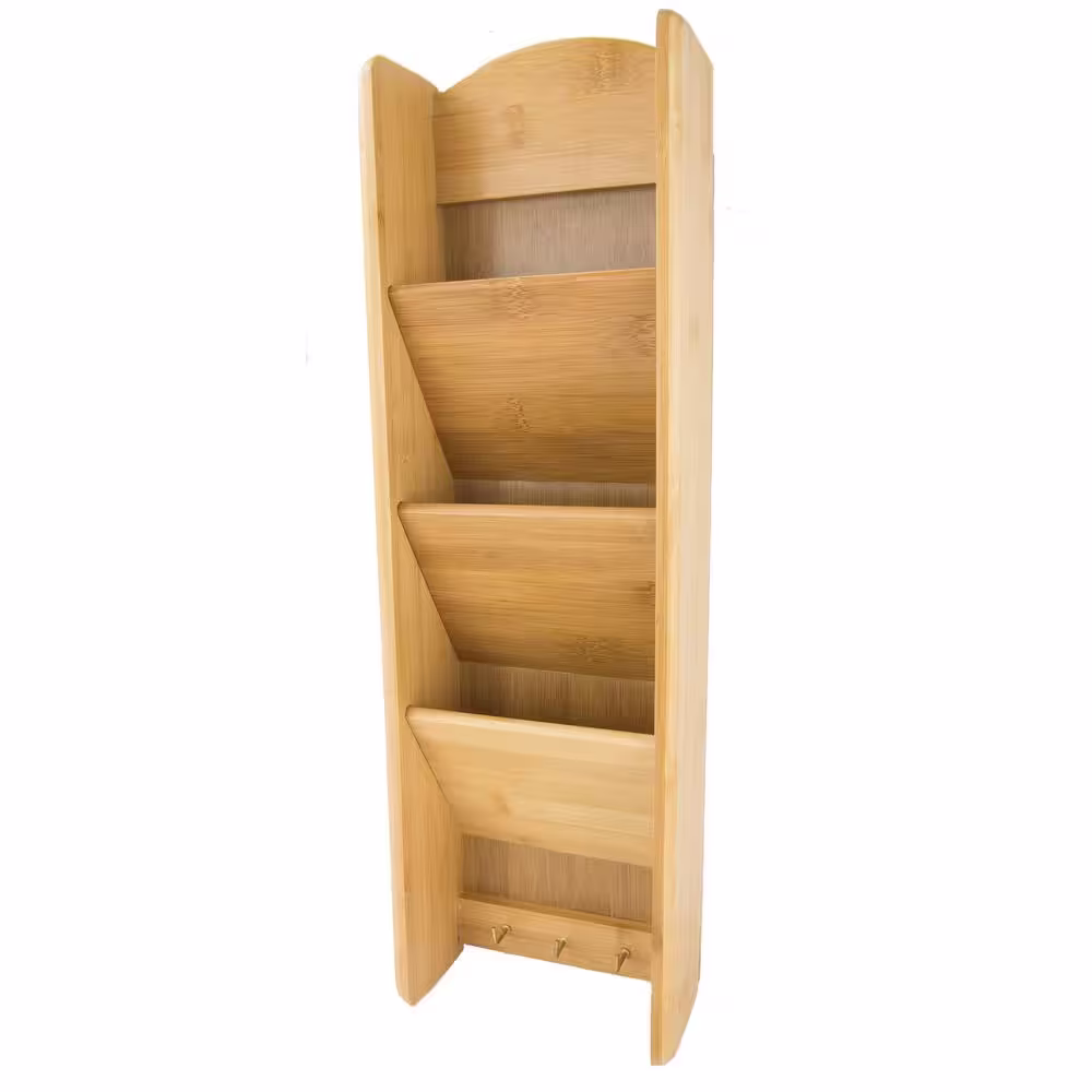 Home Basics 3-Shelf 6 in. x 20 in. Bamboo Letter Rack