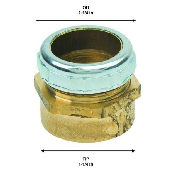 BrassCraft 1-1/4 in. O.D. Compression x 1-1/4 in. FIP Brass Waste Connector with Die Cast Nut in Chrome