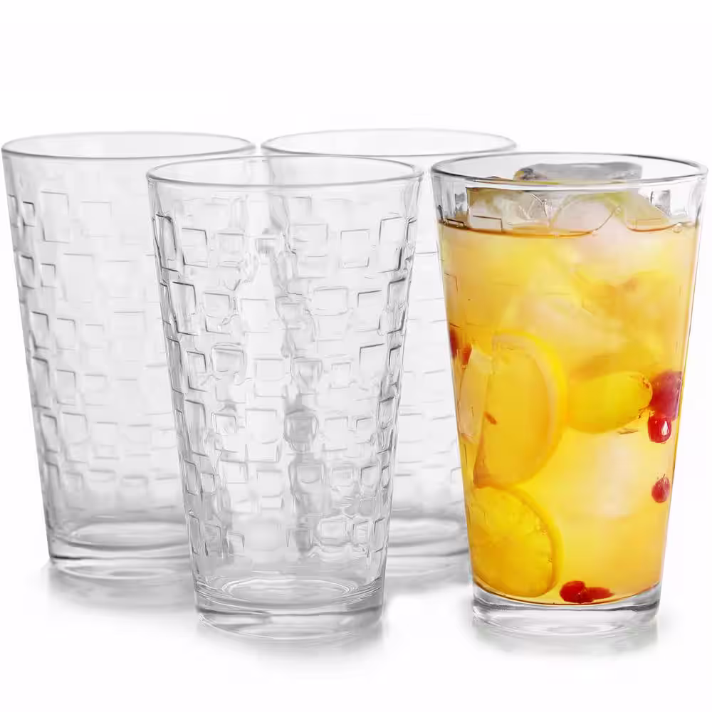 GIBSON HOME Great Foundations 16 oz. Glass Tumblers (4-Pack)