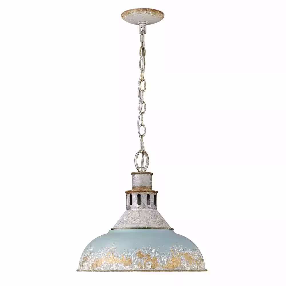 Golden Lighting Kinsley 1-Light Aged Galvanize Steel Standard Pendant