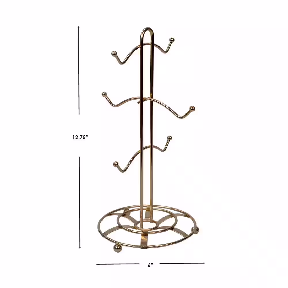 None Lyon 6-Hook Rose Gold Mug Tree
