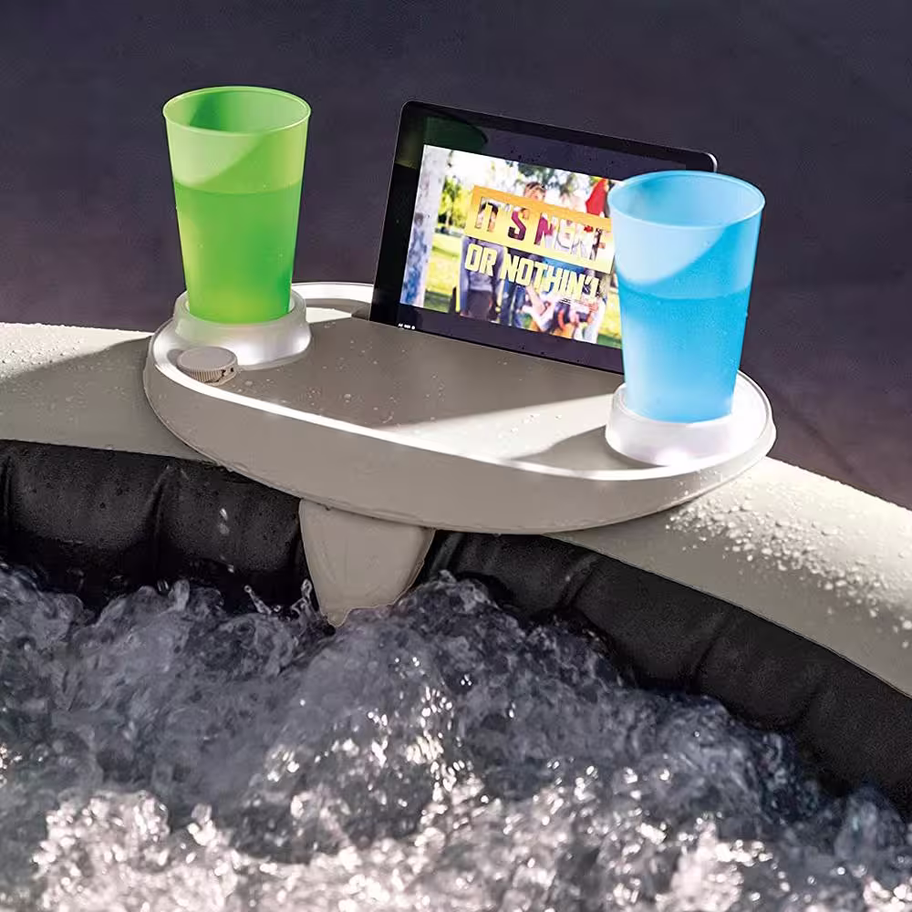 Intex 28520E Tablet Mobile Phone Spa Tray Accessory with LED Light Strip in White