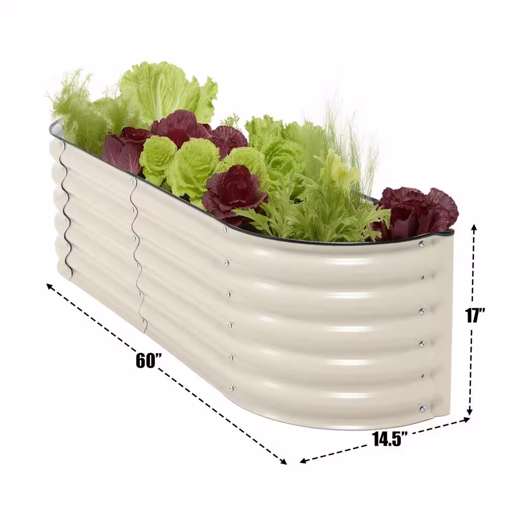 None 60 in. x 17 in. Beige Modular Metal Raised Garden Bed