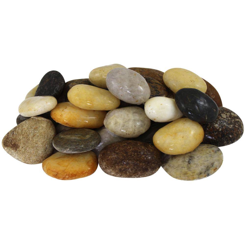 Rain Forest Margo Garden Products 21.6 cu. ft., 0.4 cu. ft. 1 in. - 3 in. Medium Mixed River Pebbles (54-Bags/Covers)
