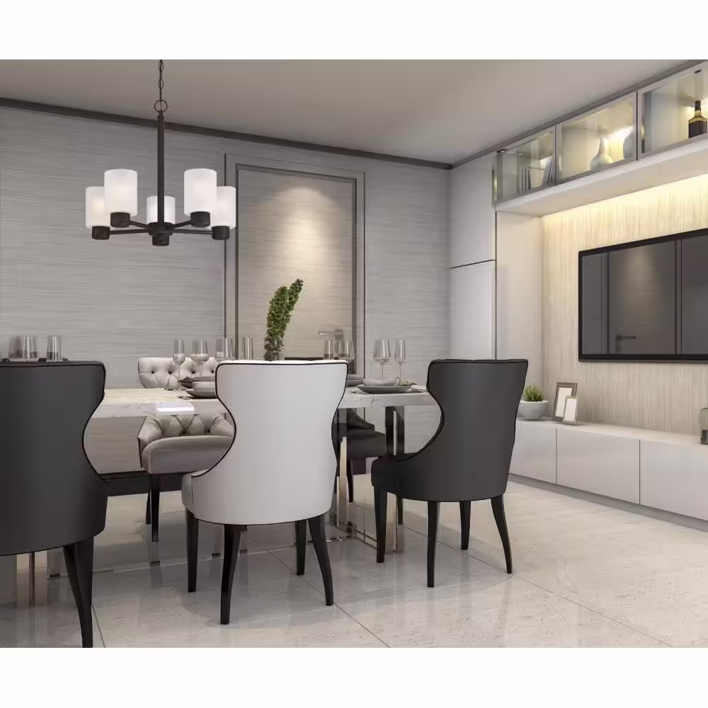 Westinghouse Sylvestre 5-Light Oil Rubbed Bronze Chandelier with Frosted Glass Shades