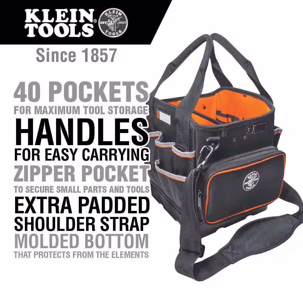 Klein Tools Tradesman Pro 10 in. Tote Organizer and 9 in. Stand-Up Zipper Tool Bag Set