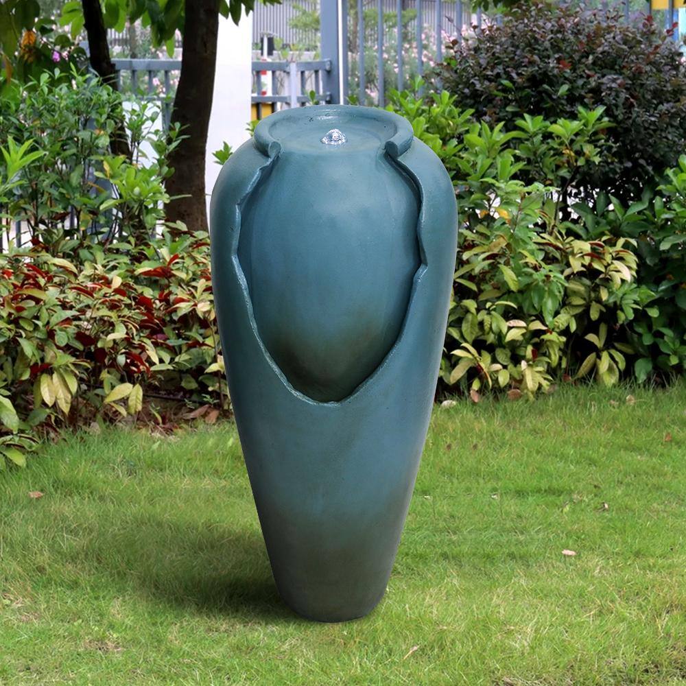 None 30.7 in. Concrete Indoor Water Fountains Outdoor Waterfall -Tall Water Jar Fountain for Garden, Patio, Home Art Decor