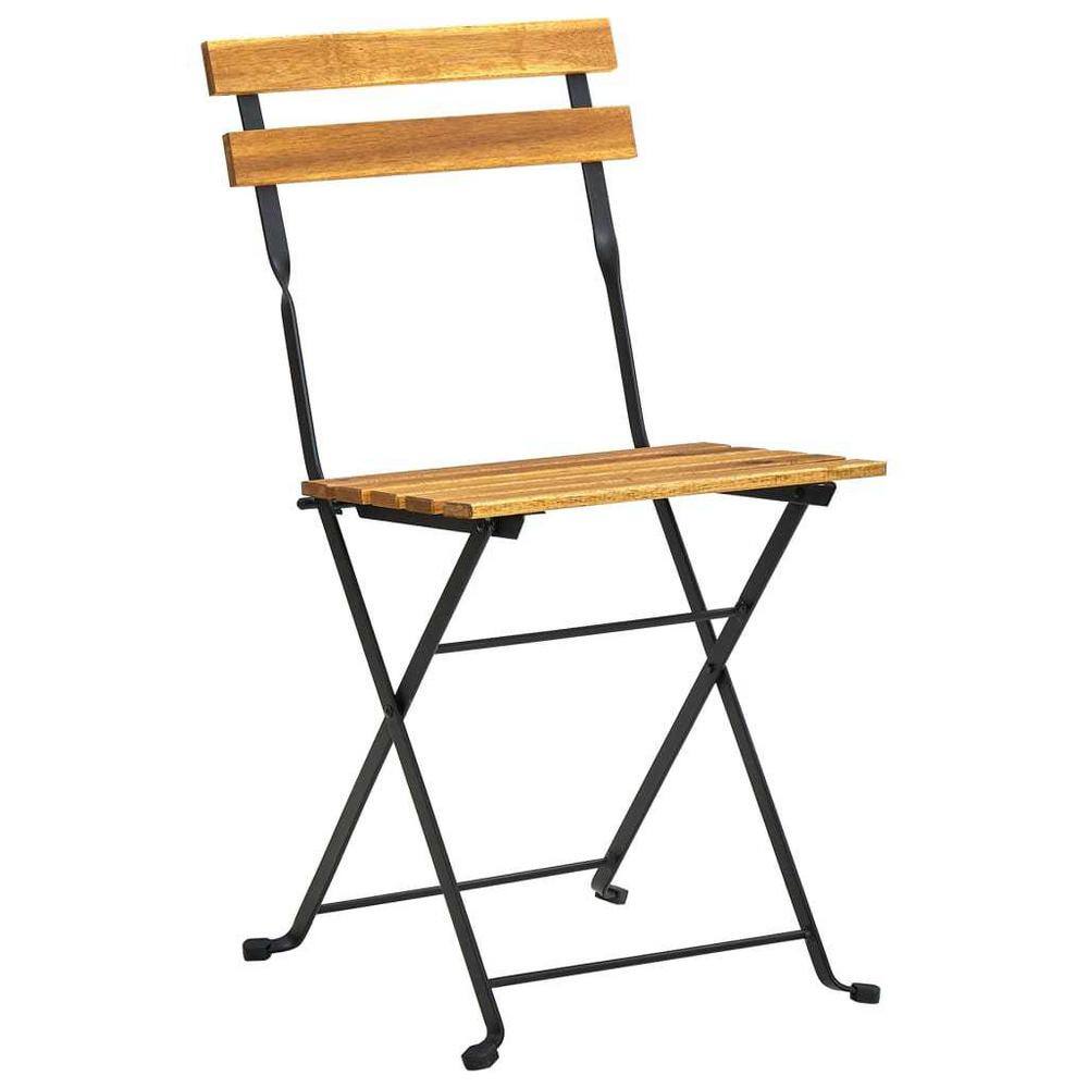 None 3-Piece Acacia Wood Outdoor Bistro Set Classic Folding Bistro Set with Steel Frame