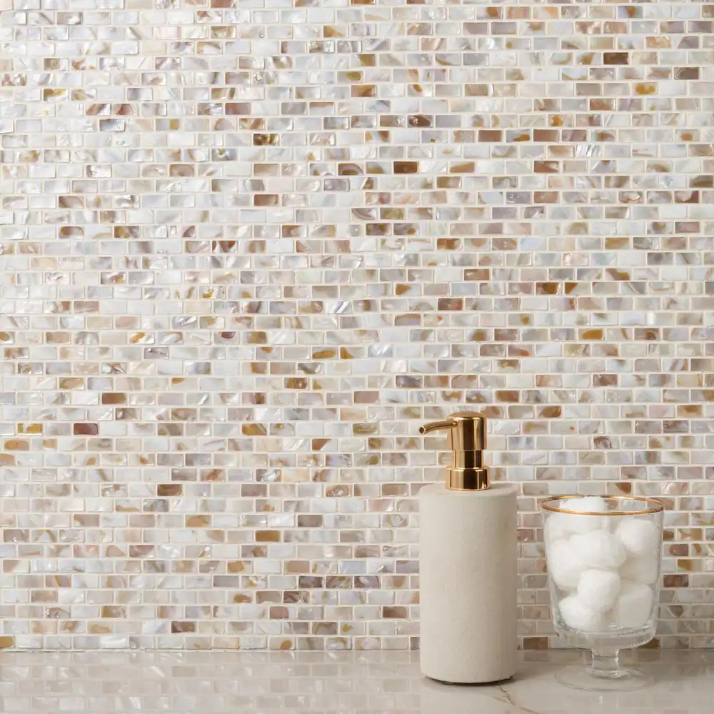 Ivy Hill Tile Baroque Pearls Mini Brick 12 in. x 12 in. Pearl Glass Mosaic Floor and Wall Tile