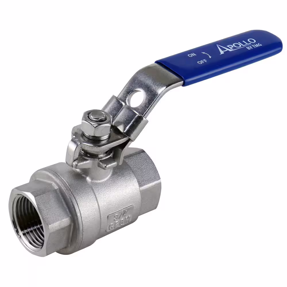 Apollo 3/4 in. x 3/4 in. Stainless Steel FNPT x FNPT 2-3/4 in. L Full-Port Ball Valve with Latch Lock Lever