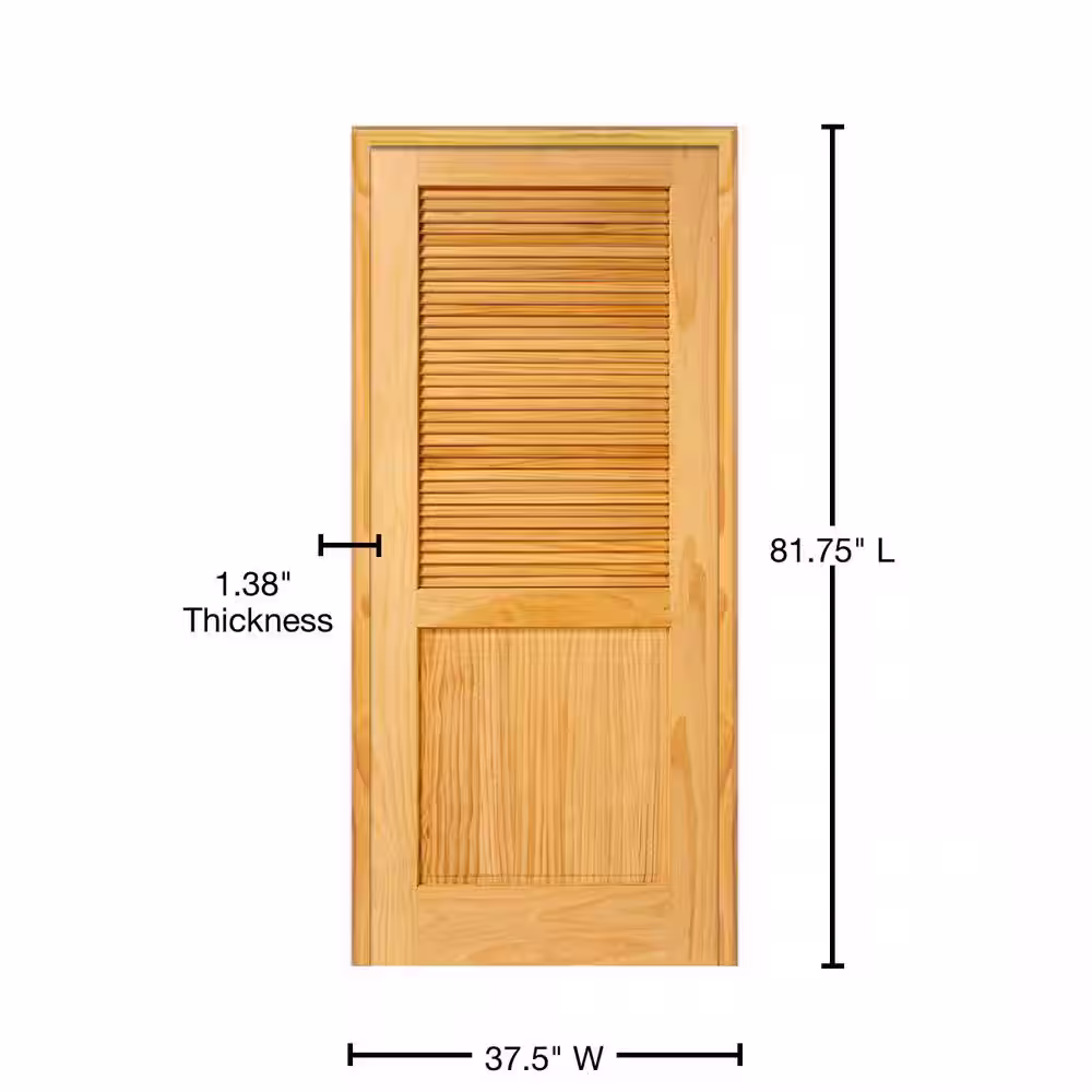 MMI Door 36 in. x 80 in. Half Louver 1-Panel Unfinished Pine Wood Left Hand Single Prehung Interior Door