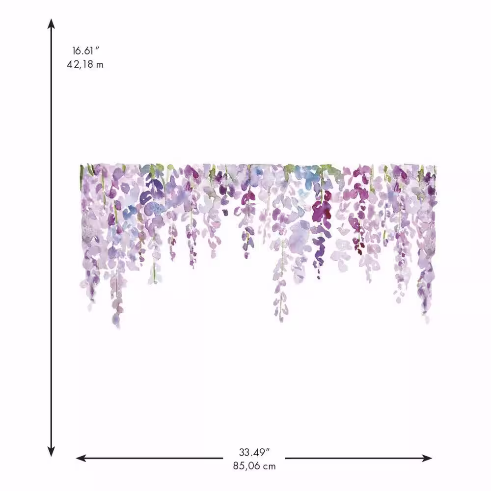 RoomMates Purple Watercolor Wisteria Peel and Stick Giant Wall Decals