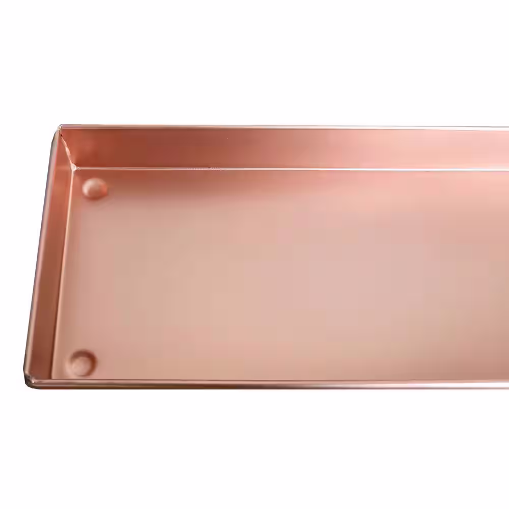 Benjara 29 in. Copper Large Rectangular Metal Window Decorative Plant Tray with Trim Edges