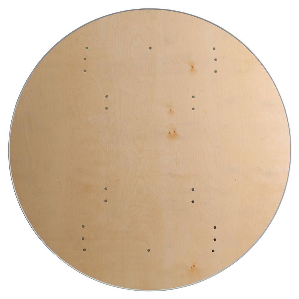 None 60 in. Natural Wood Tabletop Metal Frame Folding Table