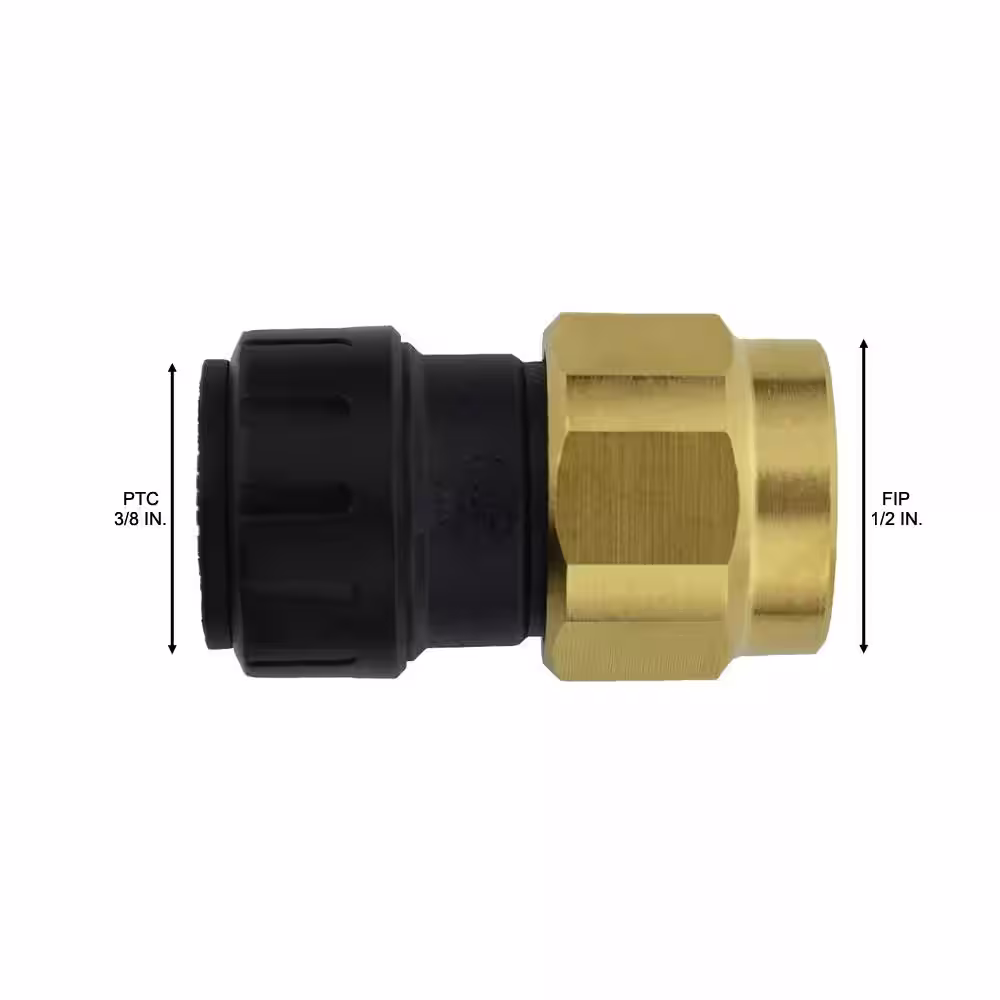 SharkBite ProLock 3/8 in. x 1/2 in. Push-to-Connect Plastic/Brass FIP Female Reducing Adapter Fitting