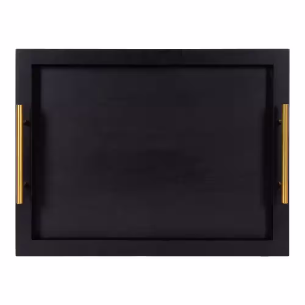Kate and Laurel Halsey 12.50 in. W Rectangle Black Wood Decorative Tray