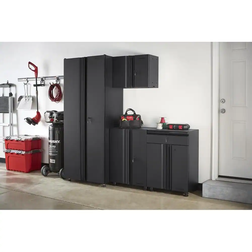 Husky 4-Piece Regular Duty Welded Steel Garage Storage System in Black