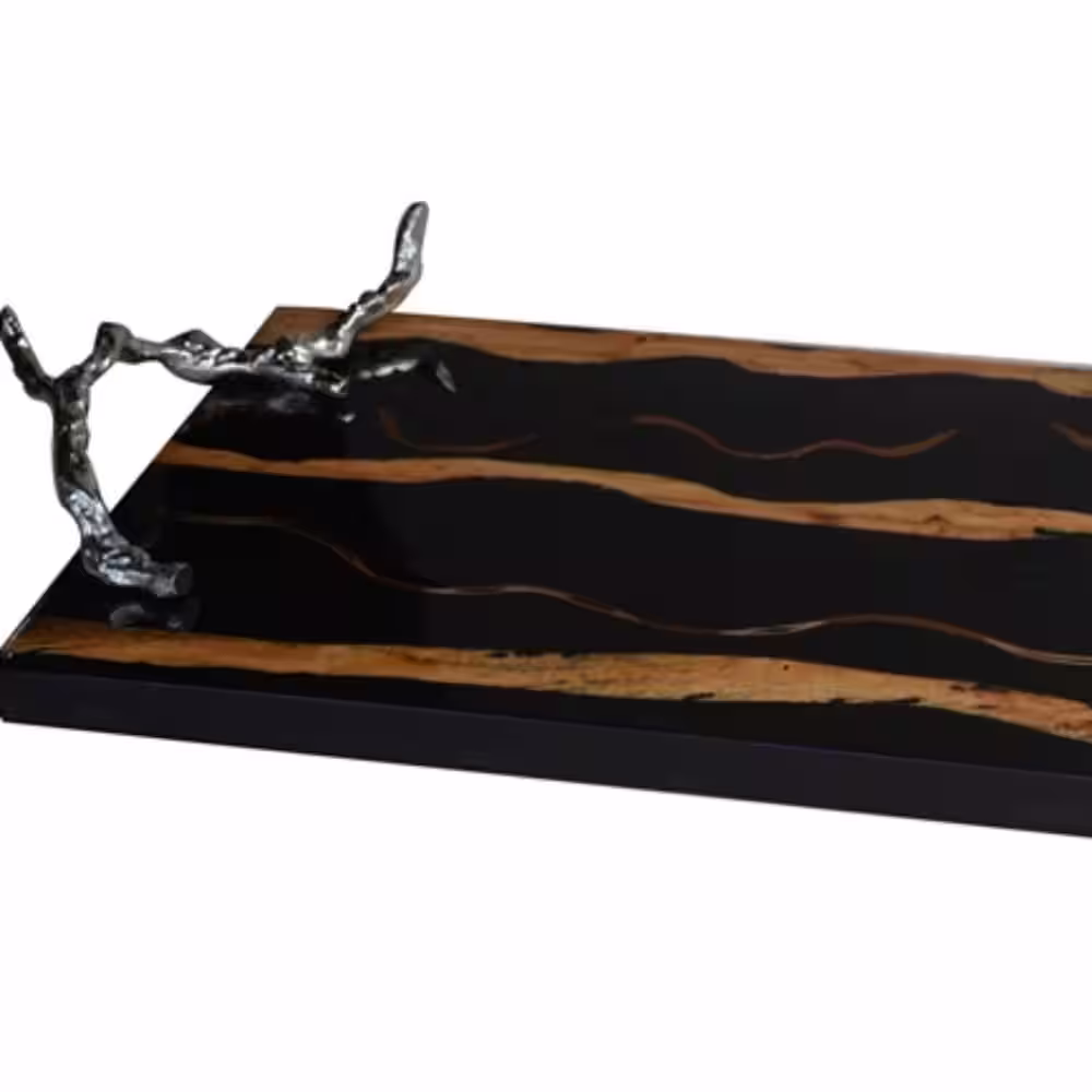 A & B Home Alvada Lilliana Wood Black Tray