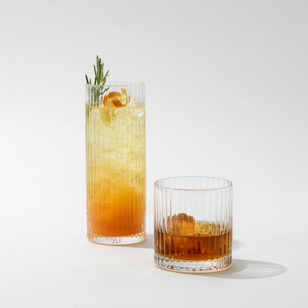 JoyJolt Elle Fluted Double Old Fashion Whiskey Glass - 10 oz. - (Set of 2)